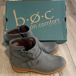 b.o.c Gray Ankle Boots with Buckle Accent